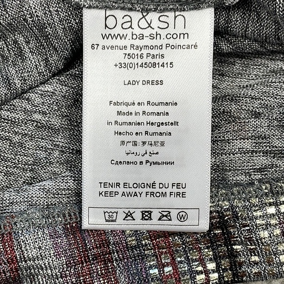 NWT BA&SH Salina Lady Metallic Silver Gray Open Back Party Dress Sz XS - Picture 13 of 15